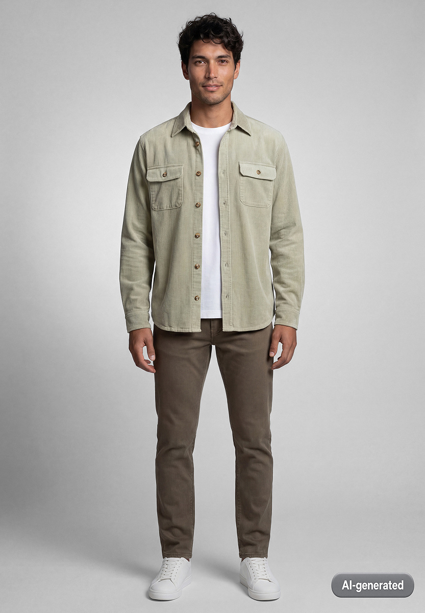 Cord-Overshirt mit Brusttaschen