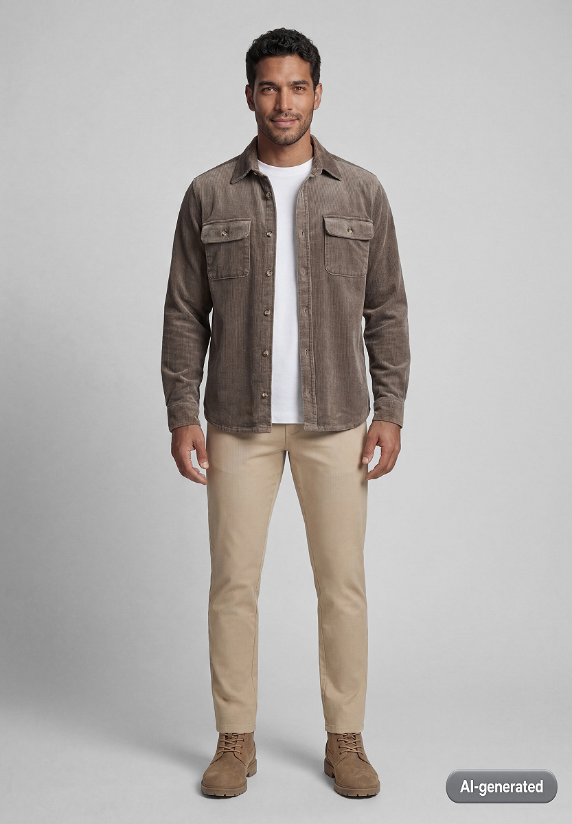 Cord-Overshirt mit Brusttaschen