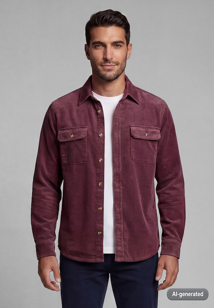 Cord-Overshirt mit Brusttaschen