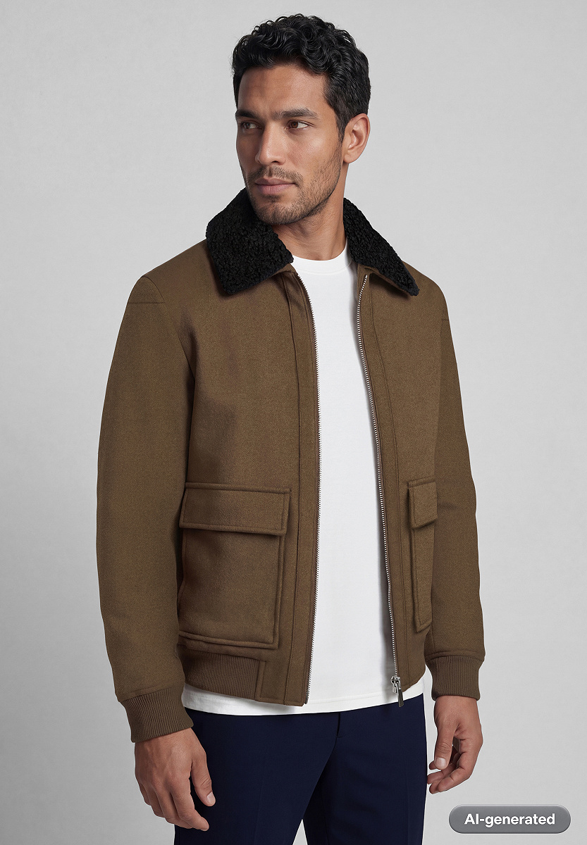 Woll-Mix Blouson mit abnehmbarem Kragen