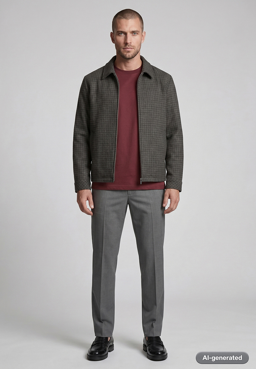 Gefütterter Woll-Mix Blouson mit Hemdkragen