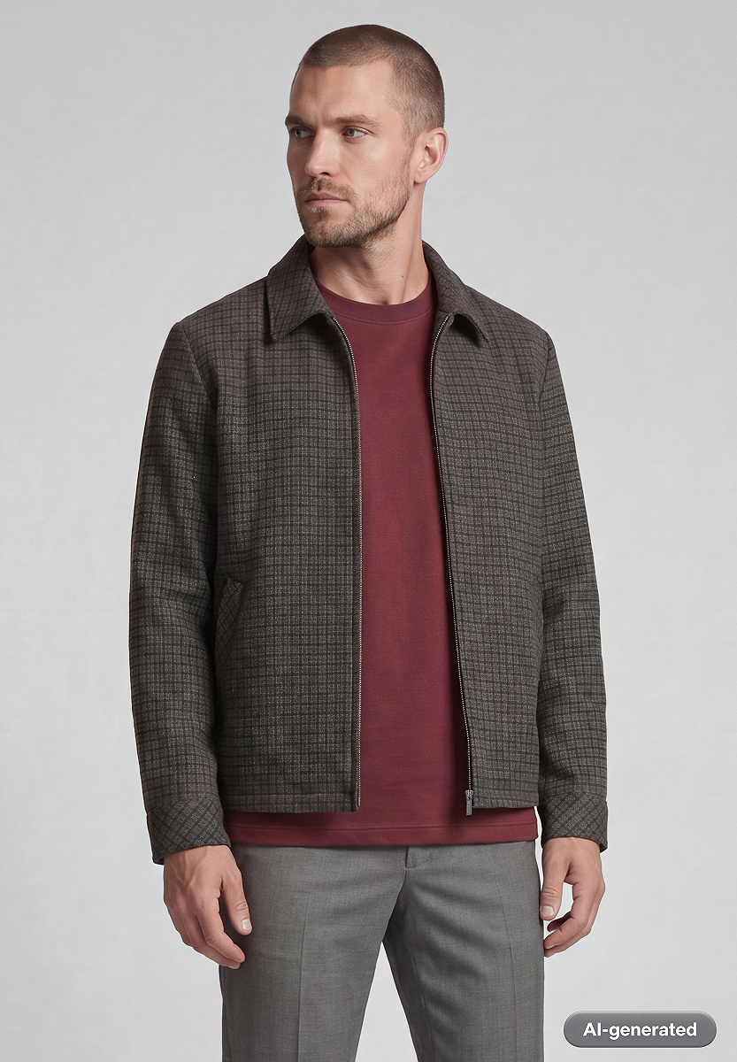 Gefütterter Woll-Mix Blouson mit Hemdkragen