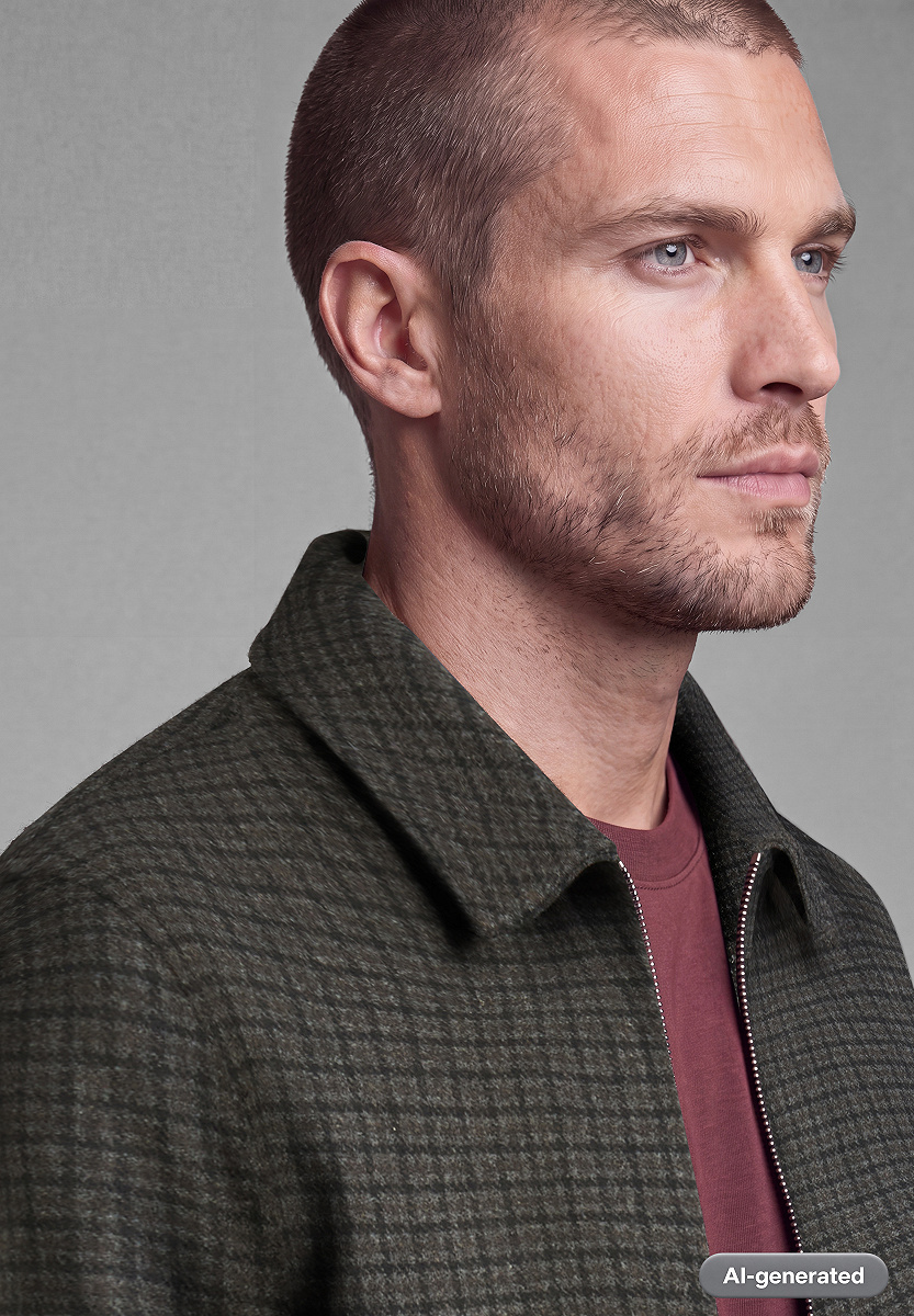 Gefütterter Woll-Mix Blouson mit Hemdkragen