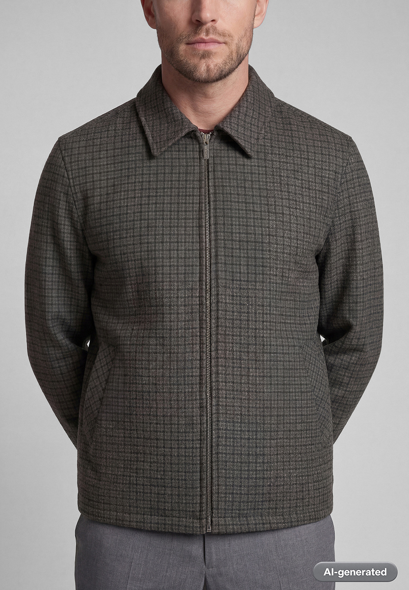 Gefütterter Woll-Mix Blouson mit Hemdkragen