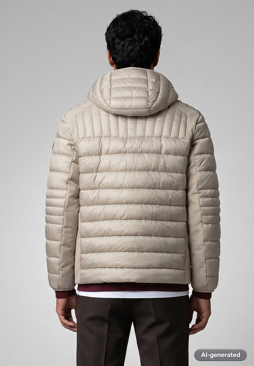Wattierte Material Mix Jacke mit Kapuze