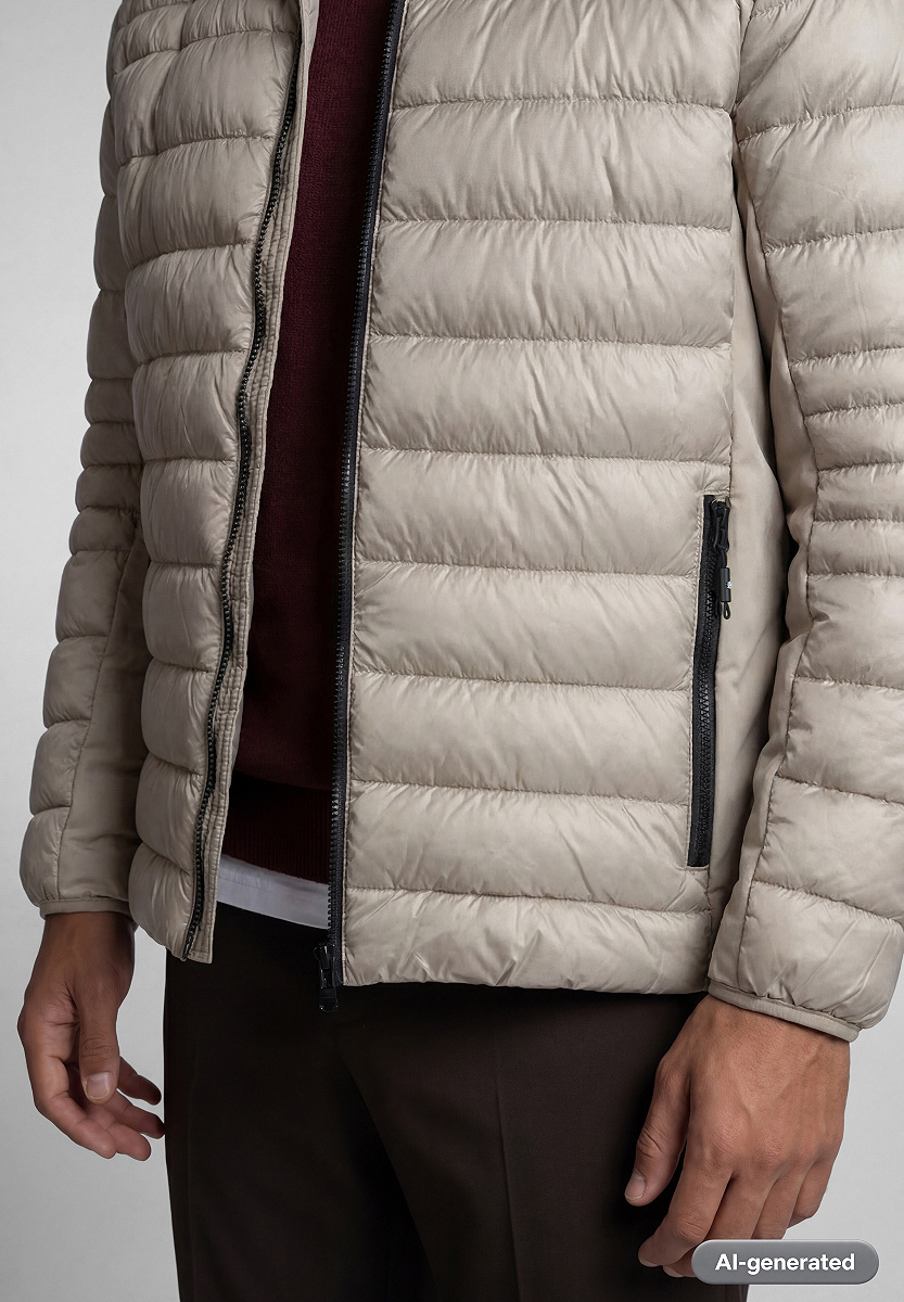Wattierte Material Mix Jacke mit Kapuze