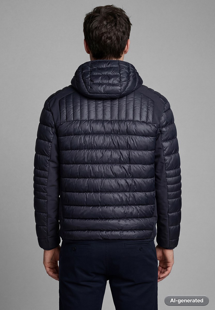 Wattierte Material Mix Jacke mit Kapuze