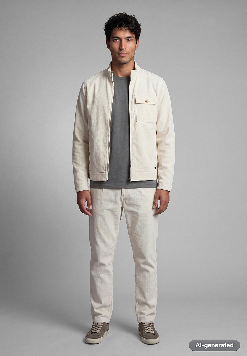 Feincord-Jacke mit Stehkragen
