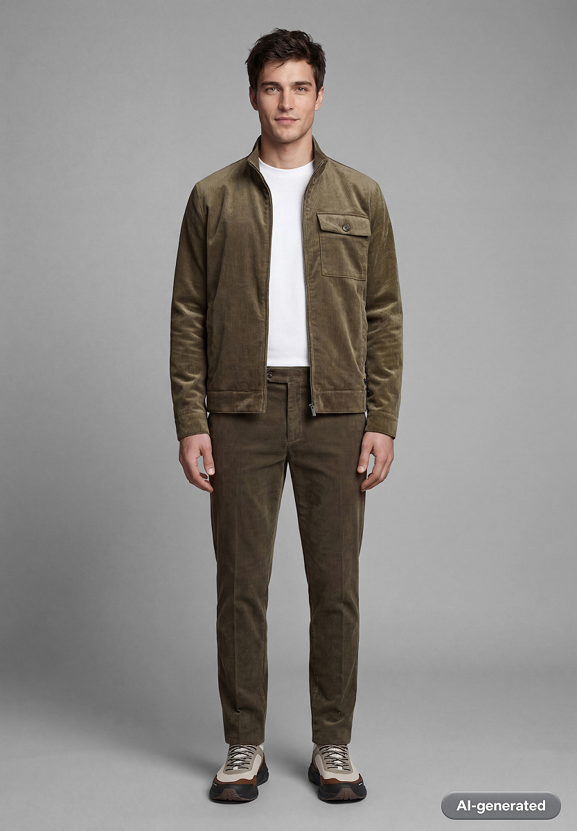 Feincord-Jacke mit Stehkragen