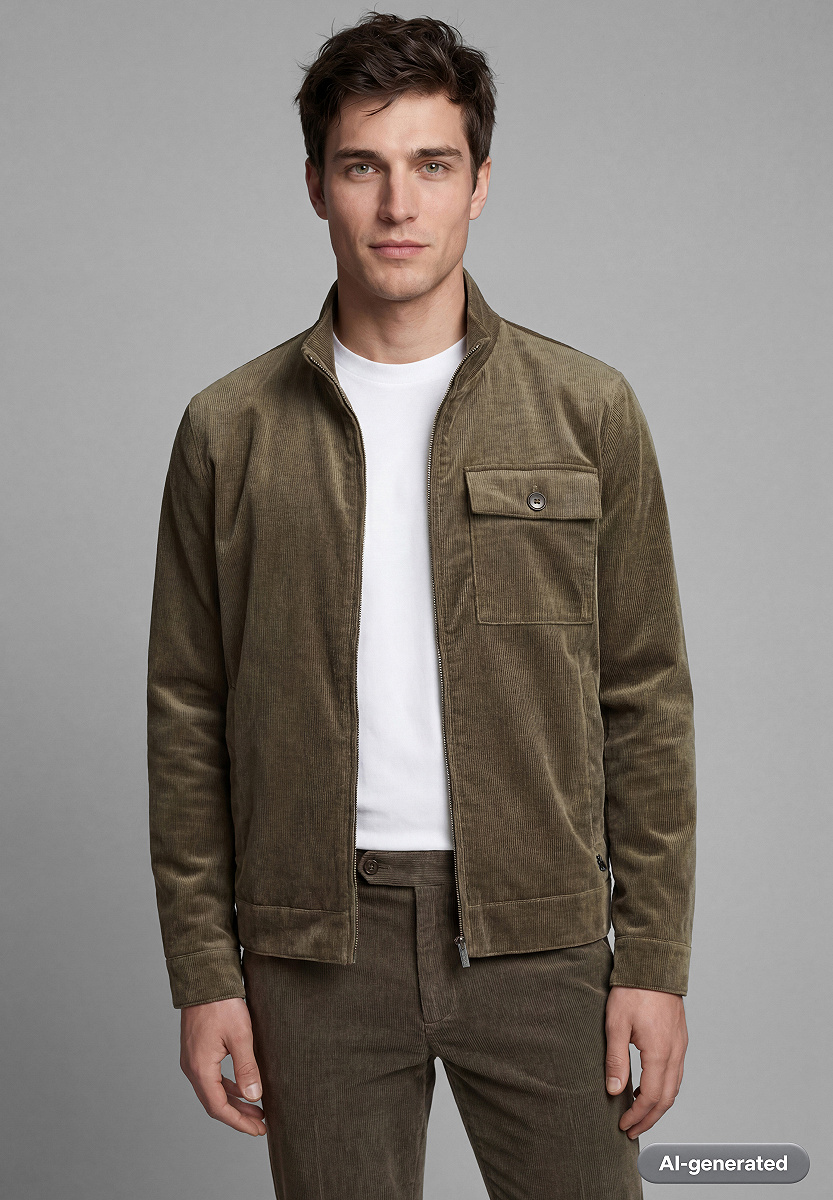 Feincord-Jacke mit Stehkragen