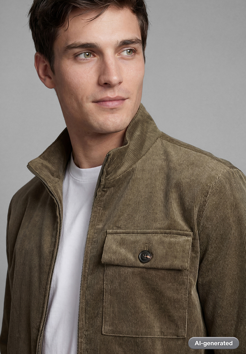 Feincord-Jacke mit Stehkragen