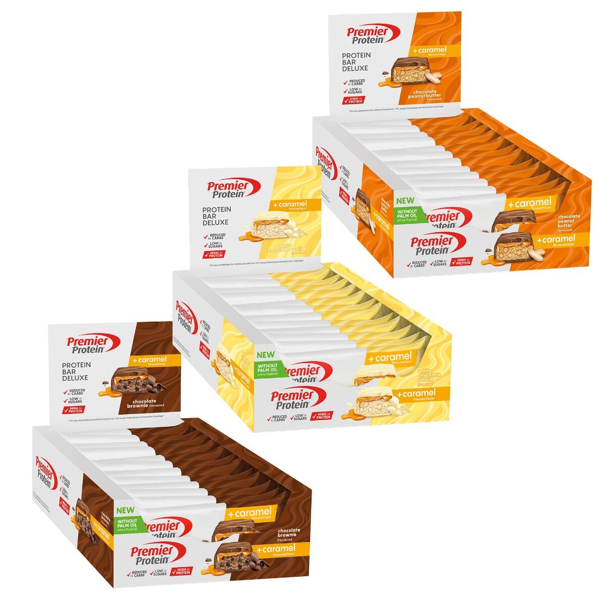 Premier Protein Deluxe Bundle (3x12x50g)–Brownie+Choc Peanut+White Choc Vanilla