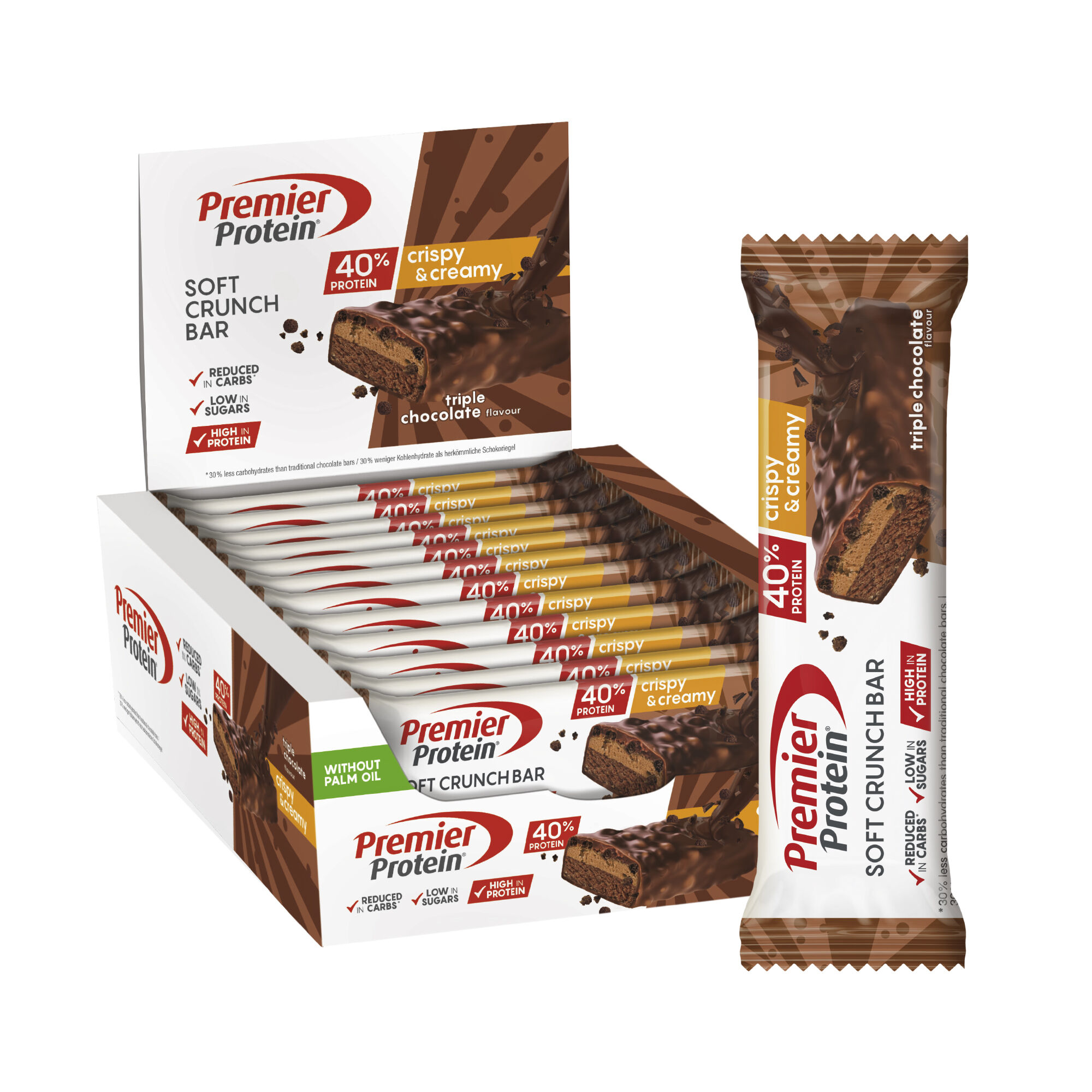 Premier Protein Soft Crunch 40% Bundle (3x12x40g)–Straw.Yogurt+Choco+Coco-Almond