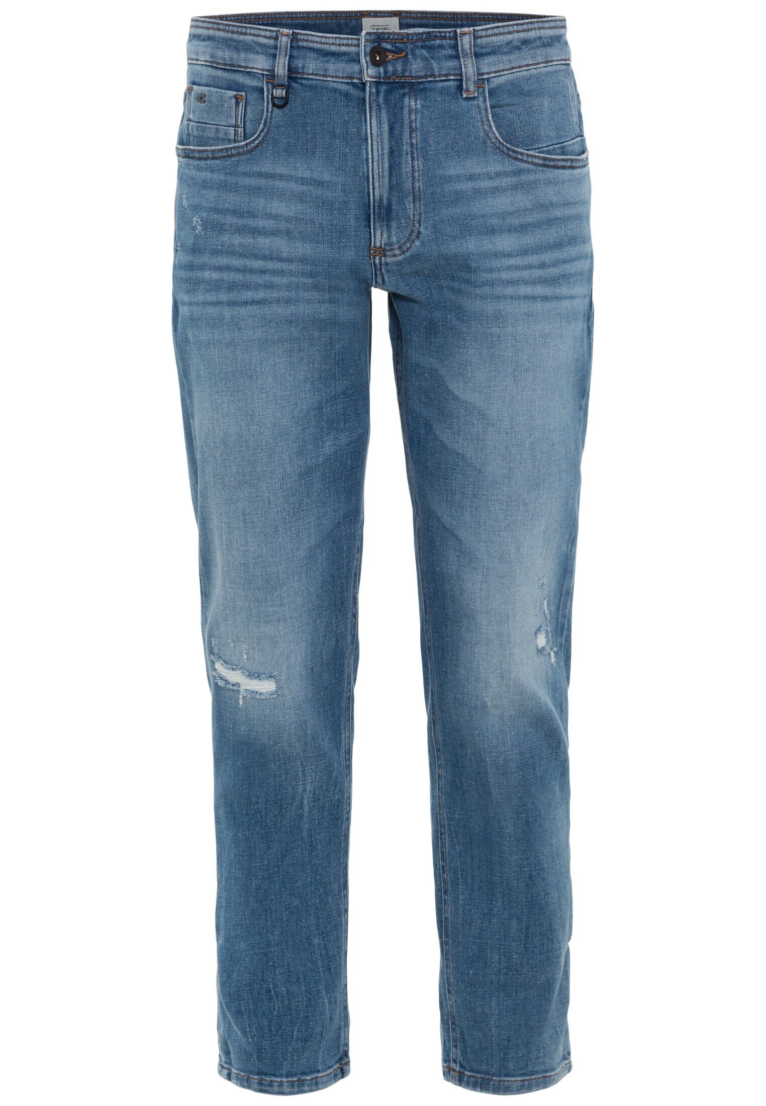 Tapered Fit Destroyed Jeans mit Smartphone Tasche