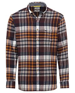 Langarmhemd Karo Button-Down-Kragen