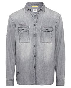 Denim Langarmhemd aus reiner Baumwolle