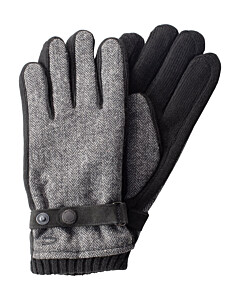 Handschuhe mit Lederriemen in Wolloptik