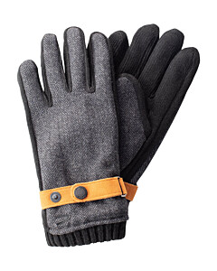 Handschuhe mit Lederriemen in Wolloptik